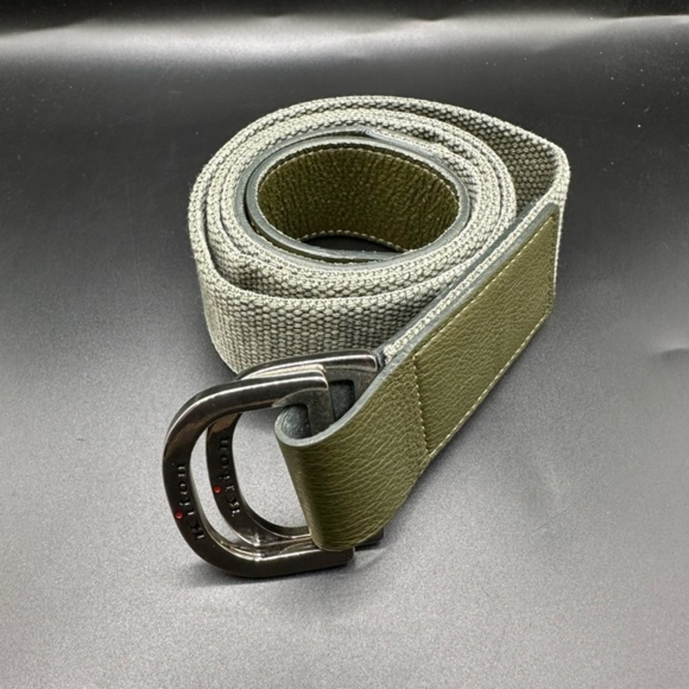 Kiton D-Ring Canvas and Leather Belt Fatigue US35